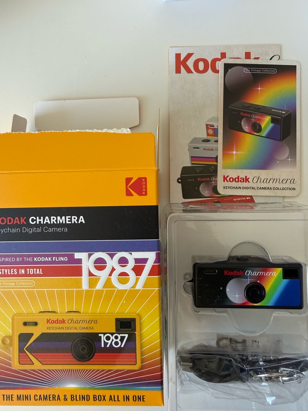 Kodak Charmera Black Keychain Camera with Rainbow Accent